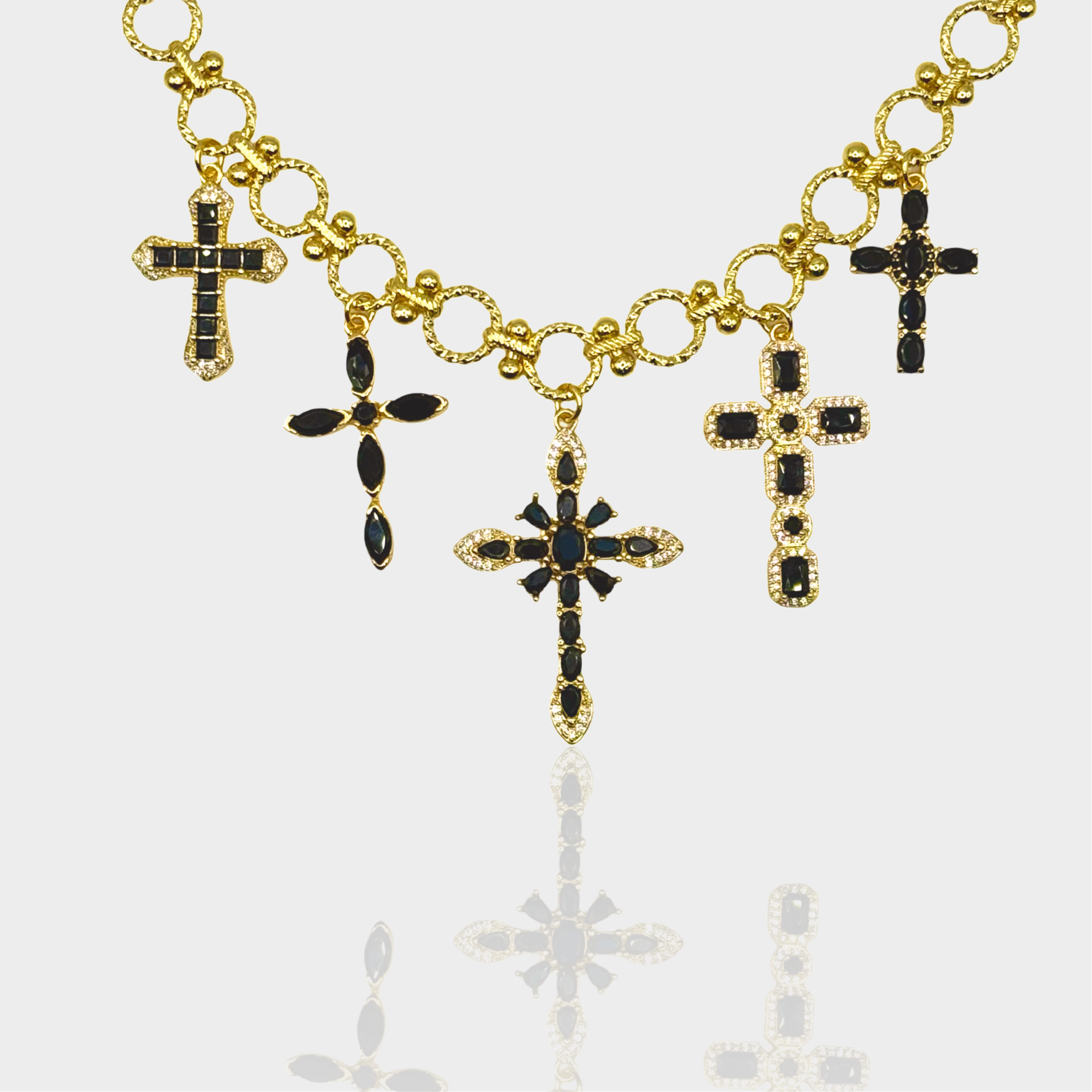 Black Cross Charm Necklace